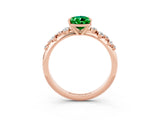 Rose gold Pear Cut Emerald Cluster Side Stone Solitaire Ring with Prong Setting_27