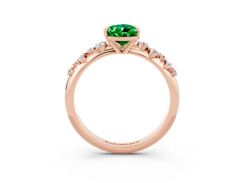 Rose gold Pear Cut Emerald Cluster Side Stone Solitaire Ring with Prong Setting_27