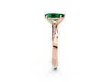 Rose gold Pear Cut Emerald Engagement Ring with Side Stone Accents and Four-Prong Setting_29