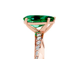 Rose gold Pear Cut Emerald Engagement Ring with Side Stone Accents and Four-Prong Setting_32