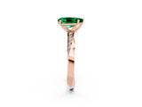 Rose gold Pear Cut Emerald Engagement Ring with Side Stone Accents and Four-Prong Setting_62