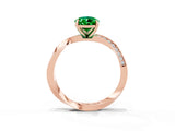 Rose gold Pear Cut Emerald Engagement Ring with Side Stone Accents and Four-Prong Setting_63