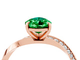 Rose gold Pear Cut Emerald Engagement Ring with Side Stone Accents and Four-Prong Setting_64