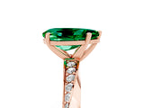 Rose gold Pear Cut Emerald Engagement Ring with Side Stone Accents and Four-Prong Setting_65