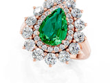 Rose gold Pear Cut Emerald Floral Double Halo Engagement Ring with Prong Setting_91