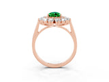 Rose gold Pear Cut Emerald Floral Double Halo Engagement Ring with Prong Setting_93