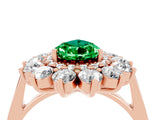 Rose gold Pear Cut Emerald Floral Double Halo Engagement Ring with Prong Setting_94