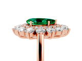 Rose gold Pear Cut Emerald Floral Double Halo Engagement Ring with Prong Setting_95