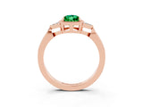 Rose gold Pear Cut Emerald Halo Ring with Tapered Band and Four-Prong Setting_3
