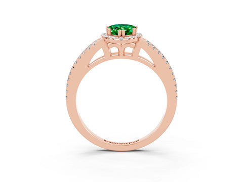 Rose gold Pear Cut Emerald Halo Split Shank Engagement Ring_15