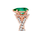 Rose gold Pear Cut Emerald  Halo Twist Band Solitaire Prong Setting Ring_29