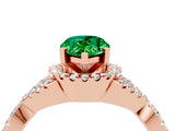 Rose gold Pear Cut Emerald  Halo Twist Band Solitaire Prong Setting Ring_46
