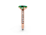Rose gold Pear Cut Emerald Milgrain Pavé Engagement Ring with Four-Prong Setting_2