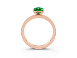 Rose gold Pear Cut Emerald Milgrain Pavé Engagement Ring with Four-Prong Setting_3