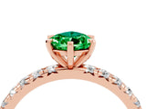 Rose gold Pear Cut Emerald Pavé Solitaire Ring with Round Band and Prong Setting_28