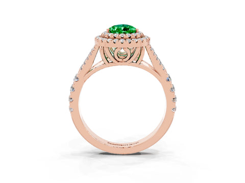 Rose gold Pear Cut Emerald Pavé Split Shank Double Halo Engagement Ring_3