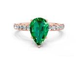 Rose gold Pear Cut Emerald Pave Band Solitaire Ring with Four-Prong Setting_24
