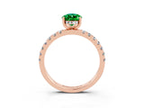Rose gold Pear Cut Emerald Pave Band Solitaire Ring with Four-Prong Setting_27