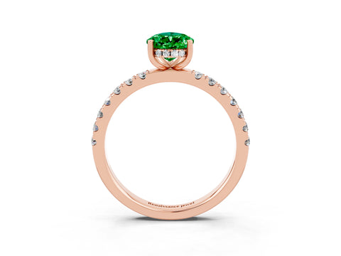 Rose gold Pear Cut Emerald Pave Band Solitaire Ring with Four-Prong Setting_27