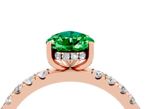 Rose gold Pear Cut Emerald Pave Band Solitaire Ring with Four-Prong Setting_28