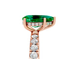 Rose gold Pear Cut Emerald Pave Band Solitaire Ring with Four-Prong Setting_29