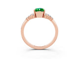 Rose gold Pear Cut Emerald Ring with Side Stones and Four-Prong Setting_39