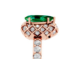Rose gold Pear Cut Emerald Scalloped Halo Engagement Ring with Round Shared Prong Band_30