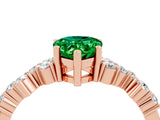 Rose gold Pear Cut Emerald Scattered Round Accent Ring with Prong Setting_16