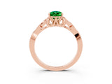 Rose gold Pear Cut Emerald Solitaire Celtic Knot Ring with Four-Prong Setting_15