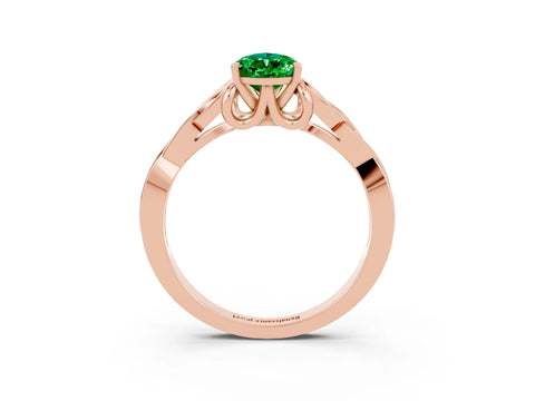 Rose gold Pear Cut Emerald Solitaire Celtic Knot Ring with Four-Prong Setting_15
