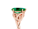 Rose gold Pear Cut Emerald Solitaire Celtic Knot Ring with Four-Prong Setting_17