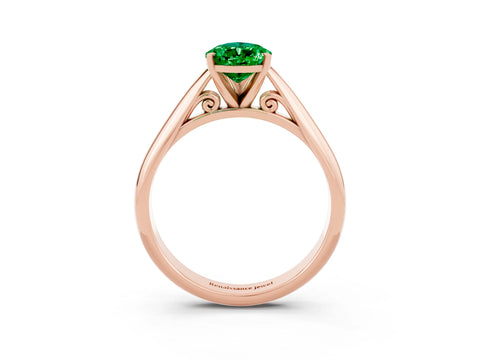 Rose gold Pear Cut Emerald Solitaire Engagement Ring with Cathedral Setting and Four-Prong Mount_15