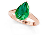Rose gold Pear Cut Emerald Solitaire Engagement Ring with Cathedral Setting and Four-Prong Mount_19