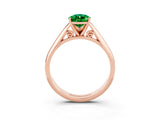 Rose gold Pear Cut Emerald Solitaire Engagement Ring with Cathedral Setting and Four-Prong Mount_21
