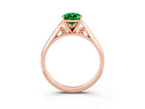 Rose gold Pear Cut Emerald Solitaire Engagement Ring with Cathedral Setting and Four-Prong Mount_27