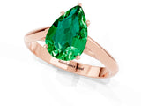 Rose gold Pear Cut Emerald Solitaire Engagement Ring with Cathedral Setting and Four-Prong Mount_67