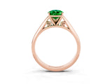 Rose gold Pear Cut Emerald Solitaire Engagement Ring with Cathedral Setting and Four-Prong Mount_69