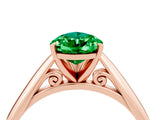 Rose gold Pear Cut Emerald Solitaire Engagement Ring with Cathedral Setting and Four-Prong Mount_70