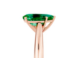 Rose gold Pear Cut Emerald Solitaire Engagement Ring with Cathedral Setting and Four-Prong Mount_71