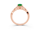 Rose gold Pear Cut Emerald Solitaire Engagement Ring with Celtic Knot Band and Four-Prong Setting_3