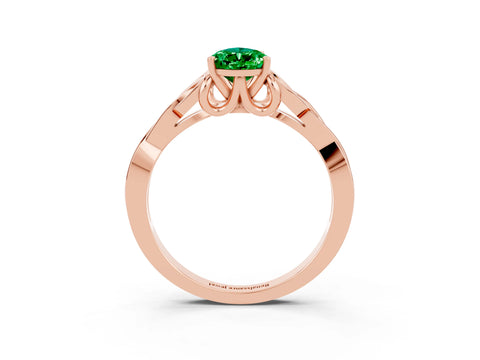 Rose gold Pear Cut Emerald Solitaire Engagement Ring with Celtic Knot Band and Four-Prong Setting_3