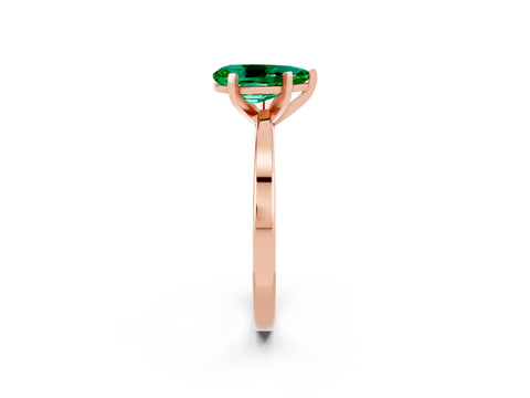 Rose gold Pear Cut Emerald Solitaire Engagement Ring with Classic Band and Four-Prong Setting_26