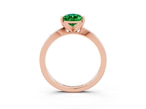 Rose gold Pear Cut Emerald Solitaire Engagement Ring with Classic Band and Four-Prong Setting_27
