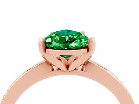 Rose gold Pear Cut Emerald Solitaire Engagement Ring with Classic Band and Four-Prong Setting_28