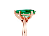 Rose gold Pear Cut Emerald Solitaire Engagement Ring with Classic Band and Four-Prong Setting_29