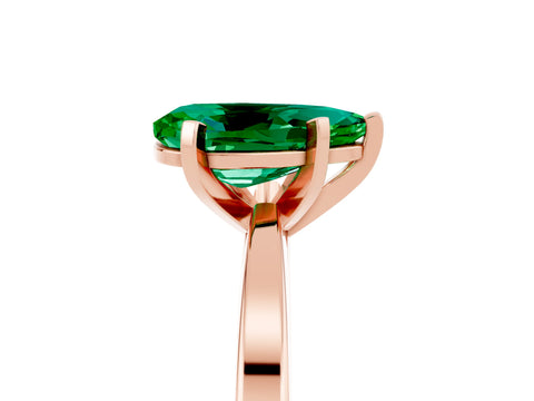 Rose gold Pear Cut Emerald Solitaire Engagement Ring with Classic Band and Four-Prong Setting_29