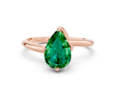 Rose gold Pear Cut Emerald Solitaire Engagement Ring with Four-Prong Setting and Classic Band_12