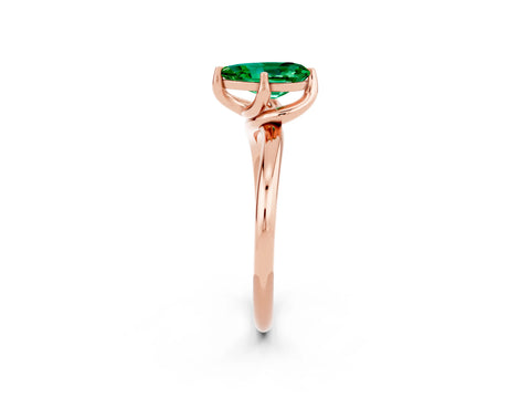 Rose gold Pear Cut Emerald Solitaire Engagement Ring with Four-Prong Setting and Classic Band_14