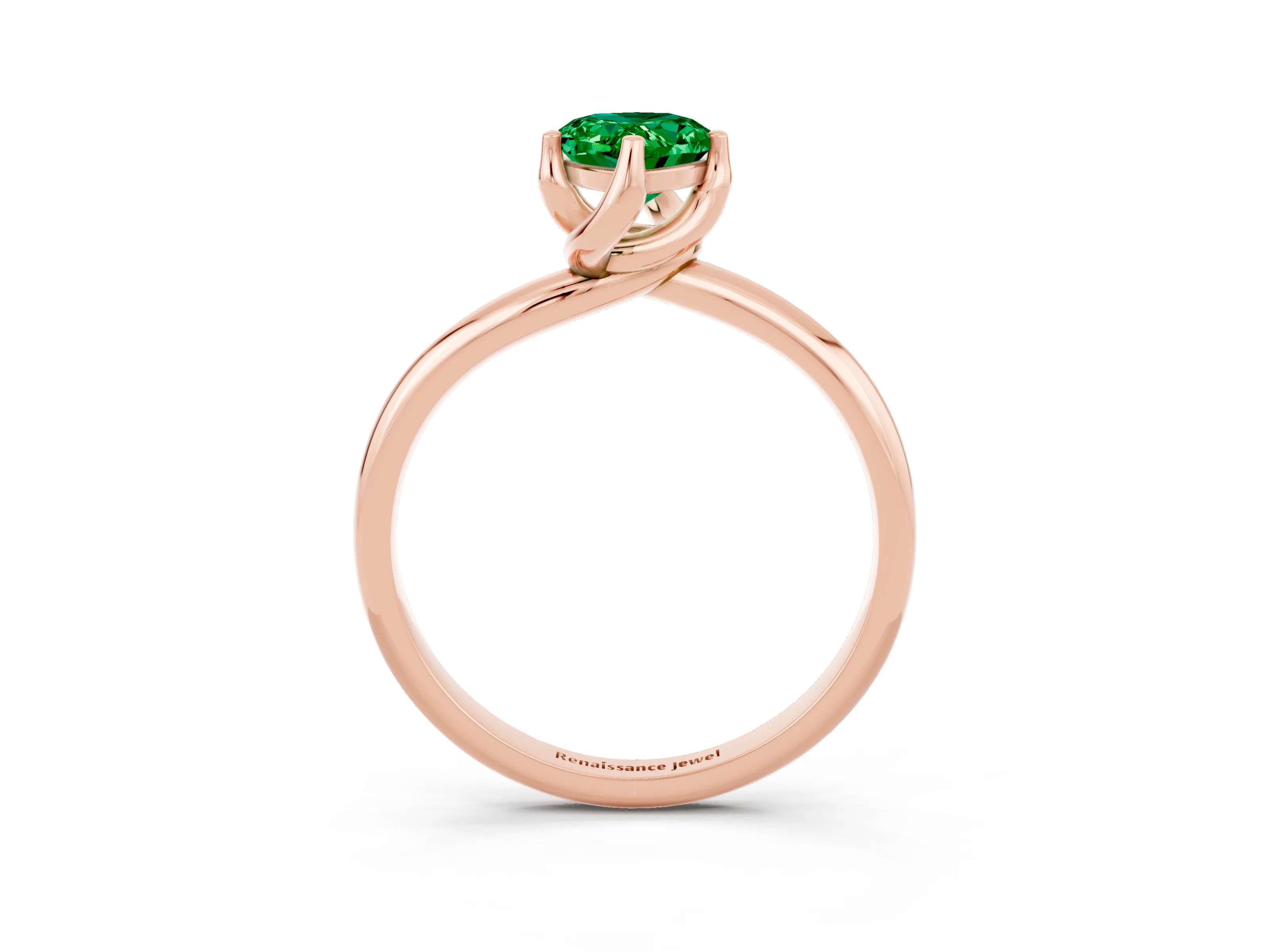 Rose gold Pear Cut Emerald Solitaire Engagement Ring with Four-Prong Setting and Classic Band_15