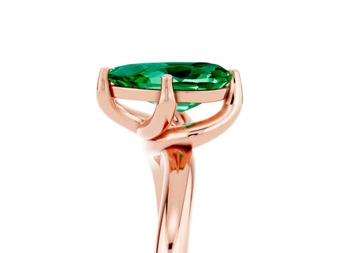 Rose gold Pear Cut Emerald Solitaire Engagement Ring with Four-Prong Setting and Classic Band_17